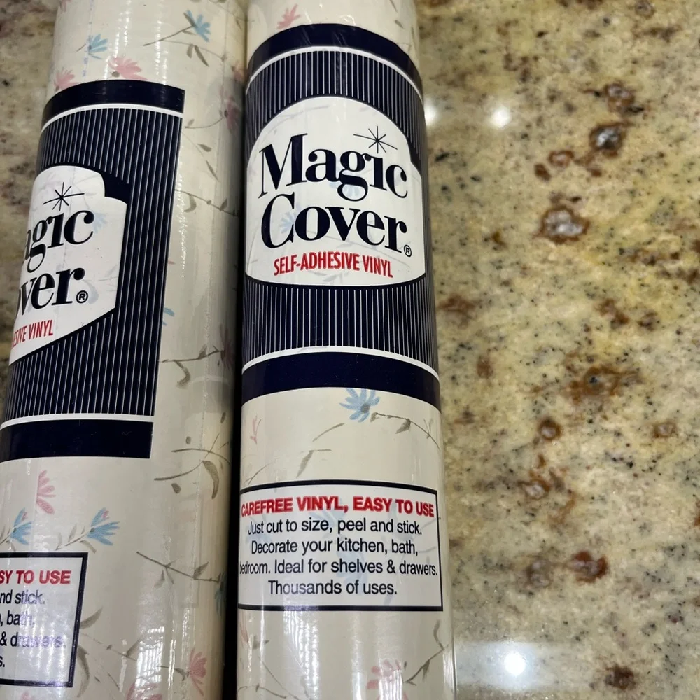 2 Magic Cover Shelf Liners, Vinyl/Adhesive: Windsong Beige. 8 YARDS x 18” Wide
